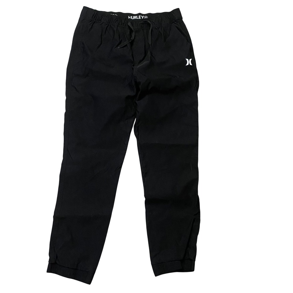 Hurley Jogger Pants Men XXL 18/20‎ Black Elastic Waist Stretch Tapered Cuffs